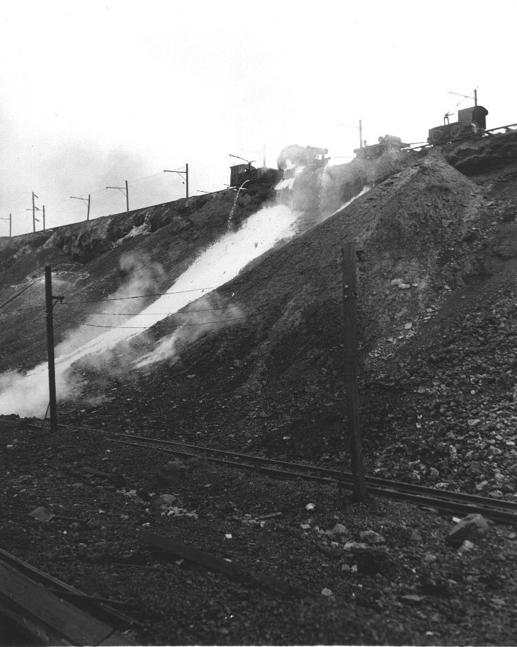 Copperhill Tennessee Pouring molten slag down Oct 19 1938